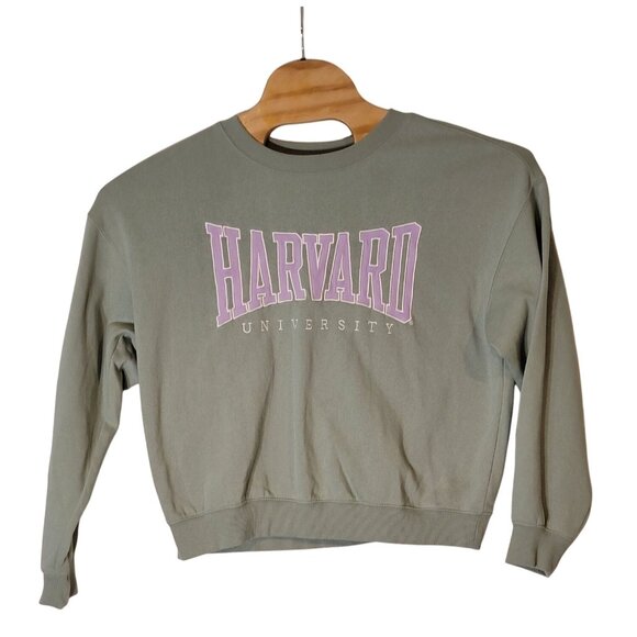 Divided Harvard University Sweatshirt Size Medium Women's Green Purple Logo - Picture 2 of 5